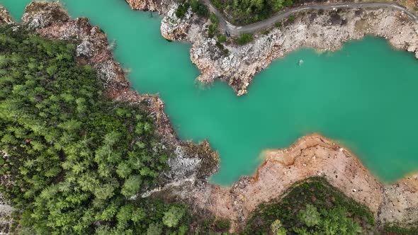 Mountain river texture Aerial View 4 K Alanya Turkey