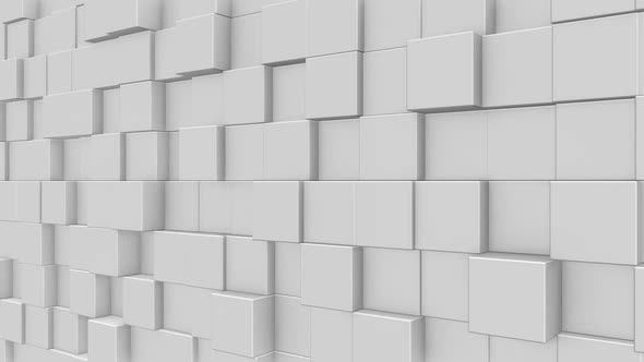 Abstract dynamic white cube blocks