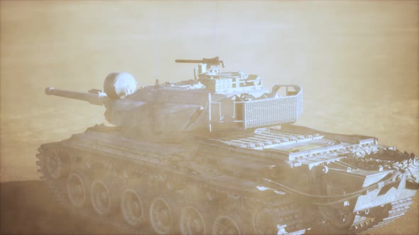 World War II Tank in Desert in Sand Storm alt
