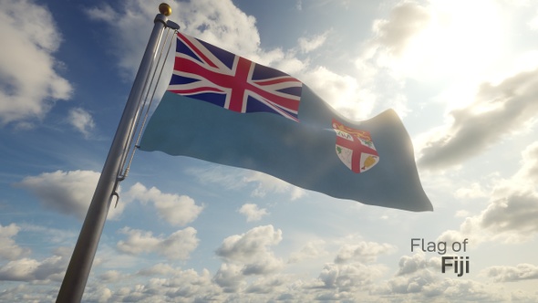Fiji Flag on a Flagpole