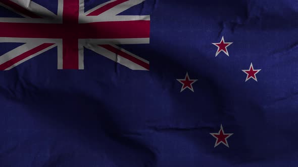 New Zealand Flag Textured Waving Background 4K