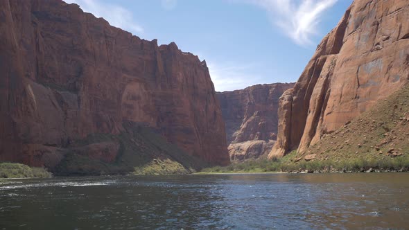 Water flowing through a canyon