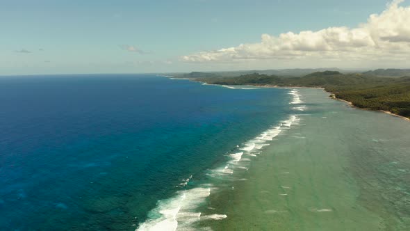 Siargao Island and Ocean, Aerial View