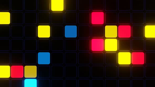 Falling Neon Cubes on the Disco Panel