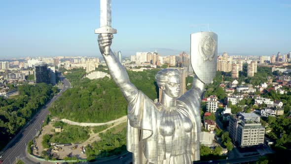 Aerial View of the Mother Motherland Monument in Kiev