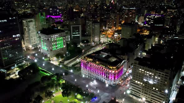 Night downtown timelapse city at Sao Paulo Brazil. 4K time lapse city