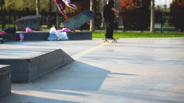 Skateboarder in action 