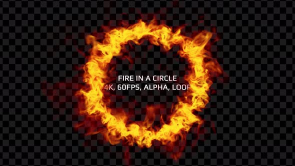 Fire In A Circle - 4k, Alpha, 60fps, Loop