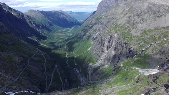 Aerial view of Trollstigen pass in Norway