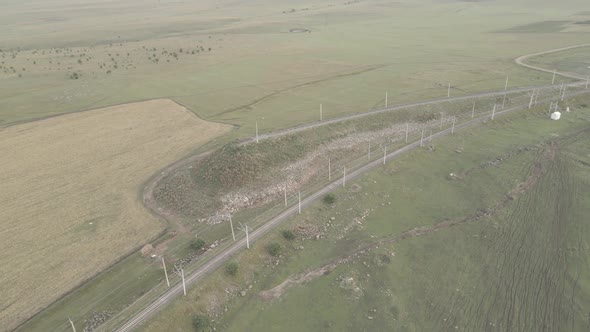 Aerial view of Railroad emergency stop track in Tsalka, Georgia