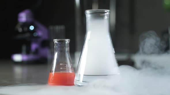 Scientific experiment in biochemistry. nitrogen evaporates in the tubes.