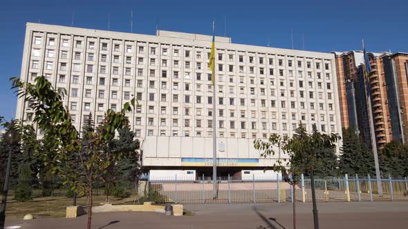 The Building of the Central Election Commission of Ukraine in Kyiv. Aerial. Slow Motion