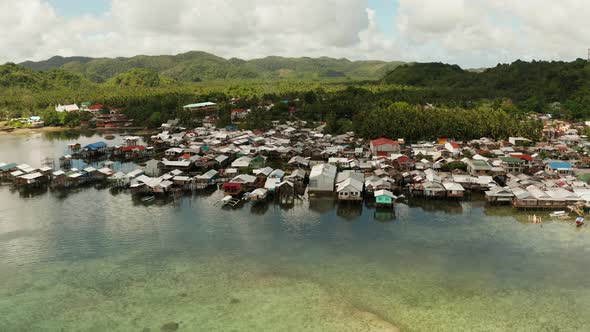 Fishing Village and Houses on Stilts. Dapa City, Siargao, Philippines