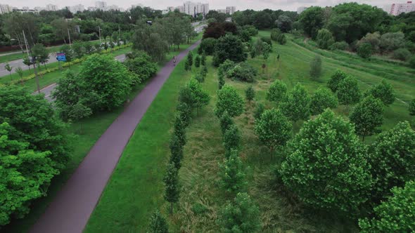 City Park in a Summer Cloudy Day