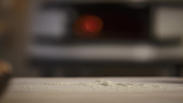 Baking Flour Wooden Board in Restaurant