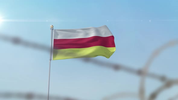South Ossetia Flag Behind Border alt