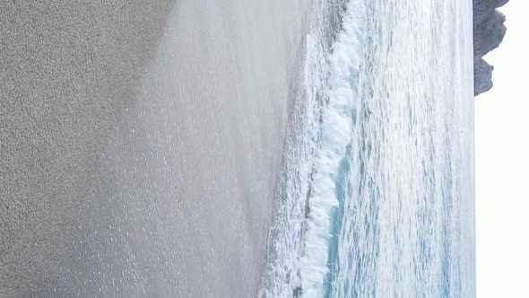 Vertical Video Sea Near the Coast  Closeup of the Coastal Seascape