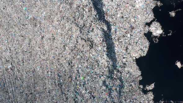 Aerial Shot of Garbage and Toxic Lake at Landfill