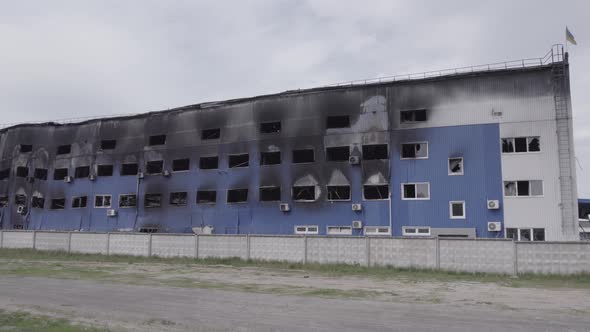 War in Ukraine Destroyed Warehouse in Bucha