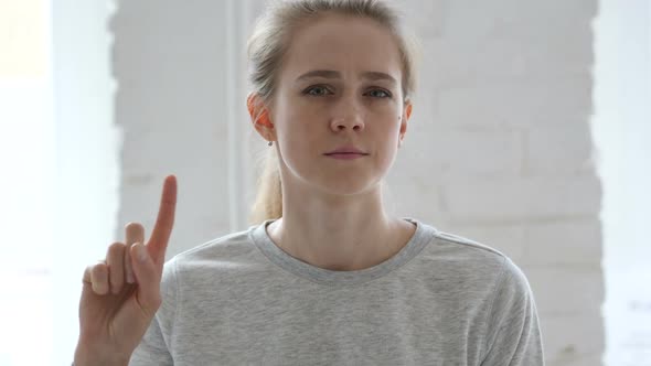 No Young Woman Rejecting By Waving Finger Rejecting