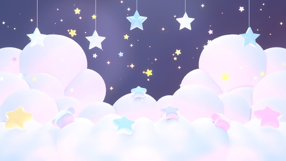 Pastel Clouds And Hanging Stars Night Sky