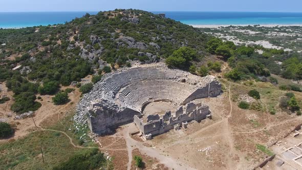 Old Historical Stone Amphitheater of Ancient Civilization City Before Christ