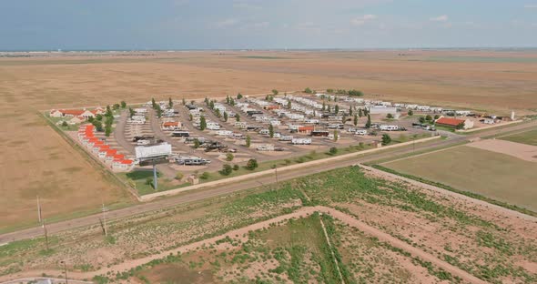 Aerial View of RV Camping Park Resort with Travel Clubhouse