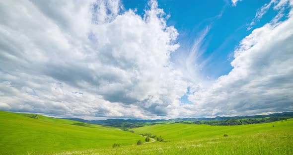 Mountain Meadow Timelapse at the Summer or Autumn Time