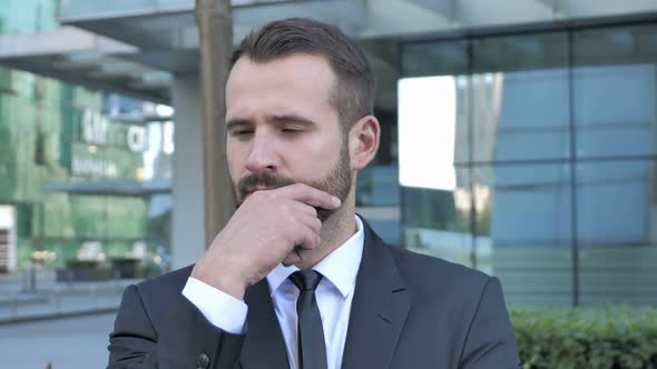 Pensive Businessman Thinking Brainstorming New Project