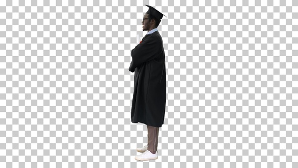 African american male student in graduation, Alpha Channel
