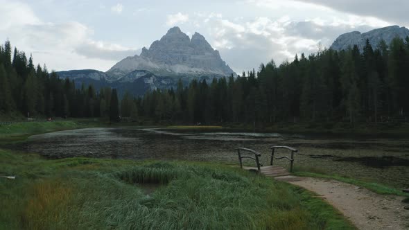 Evening at Lake Antorno and Three Peaks of Lavaredo Lago Di Antorno and Tre Cime Di Lavaredo in