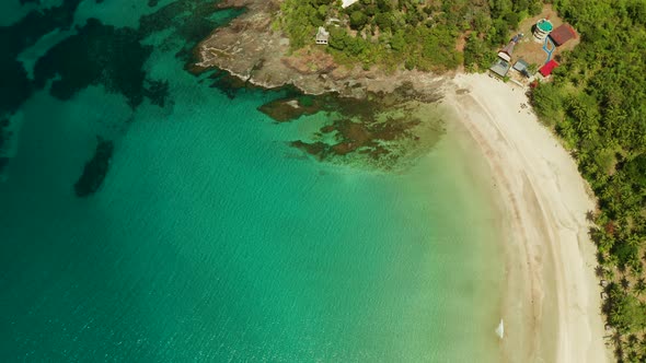 Tropical Beach with White Sand View From Above