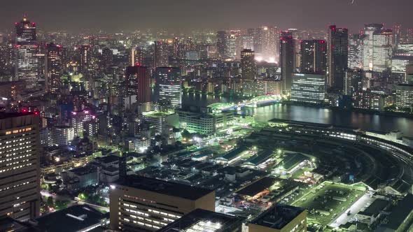 Night Time Lapse Tokyo Japan