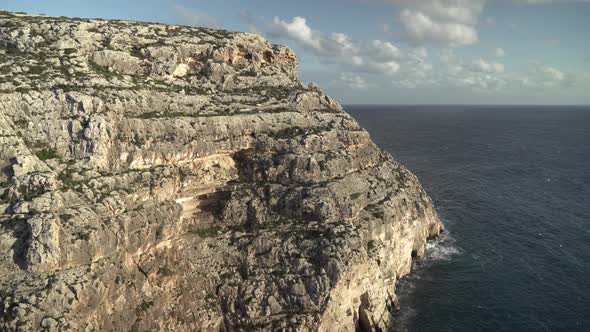 Panoramic View of Mediterranean Sea Near Blue Grotto with Sky Filled with Clouds