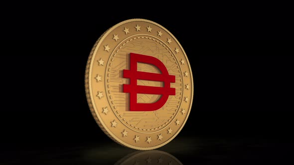 Dai stablecoin cryptocurrency golden coin 3d