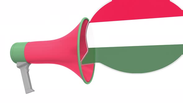 Loudspeaker and Flag of Hungary on the Speech Bubble