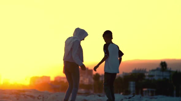 Syrian children sunset.