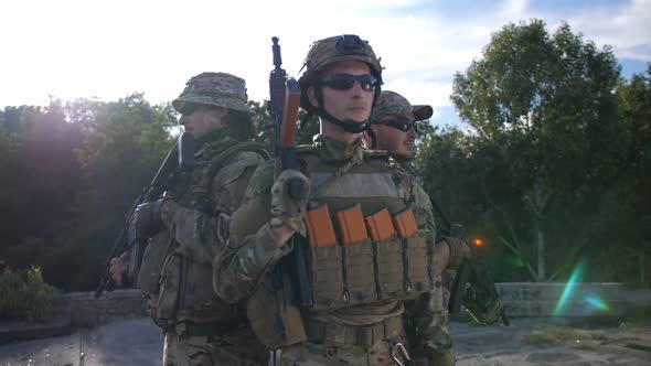 Portrait of Brave Homeland Defenders in Uniform