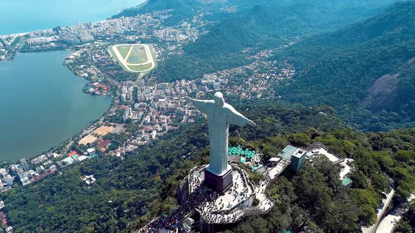 Panorama scenery of brazilian coastal city of Rio de Janeiro, Brazil. Landmark city.