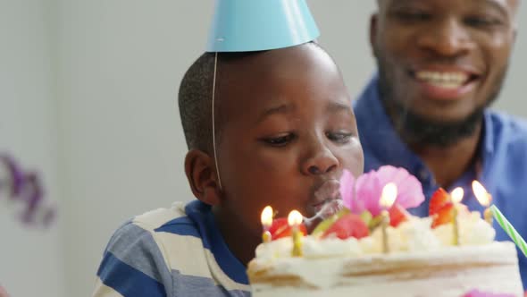 Family celebrating birthday