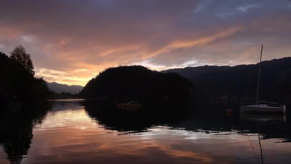 Sunrise Wolfgangsee lake, St. Wolfgang im Salzkammergut, Austria