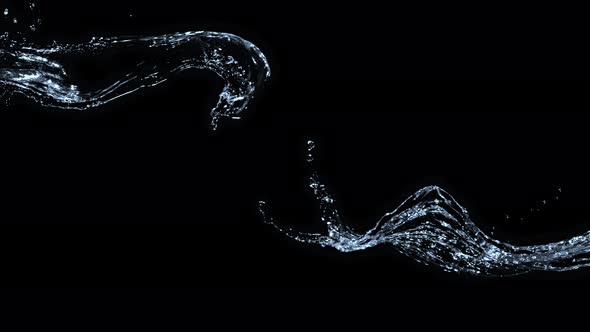 Super Slow Motion Shot of Water Splash at 1000Fps Isolated on Black Background