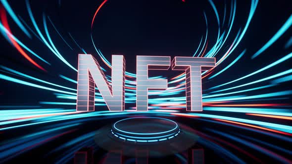 NFT concept with spin lines effect background