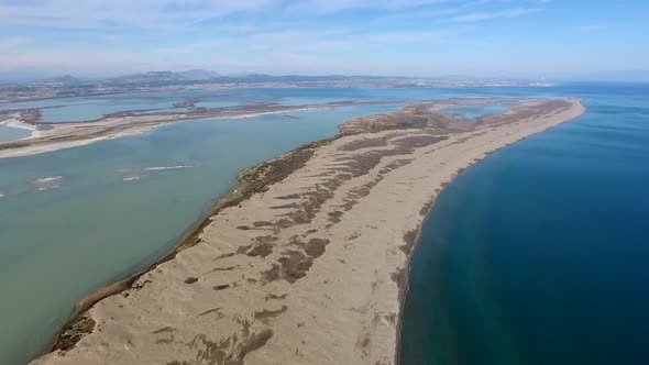 Sand Barrier Formed in the Lagoon Sea