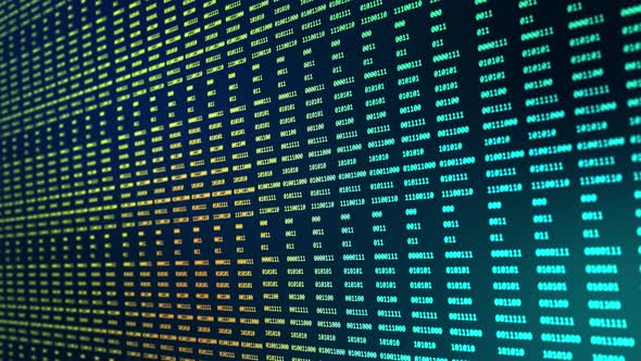 Blue big data digital code running mainframe in a futuristic technology computer alt