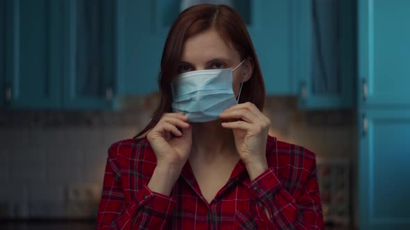 Woman wearing face protective mask