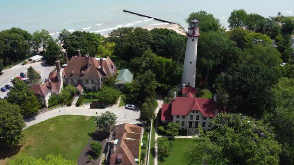 historic Grosse Point Light in Evanston, Illinois. Construction was completed in 1873. The lighthous