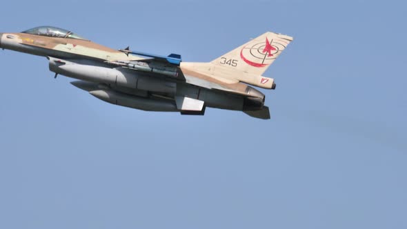 Combat Jet Aircraft in Flight in a Blue Sky