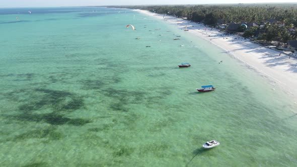 Boats in the Ocean Near the Coast of Zanzibar Tanzania