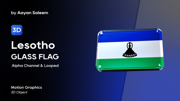 Lesotho Flag 3D Glass Badge